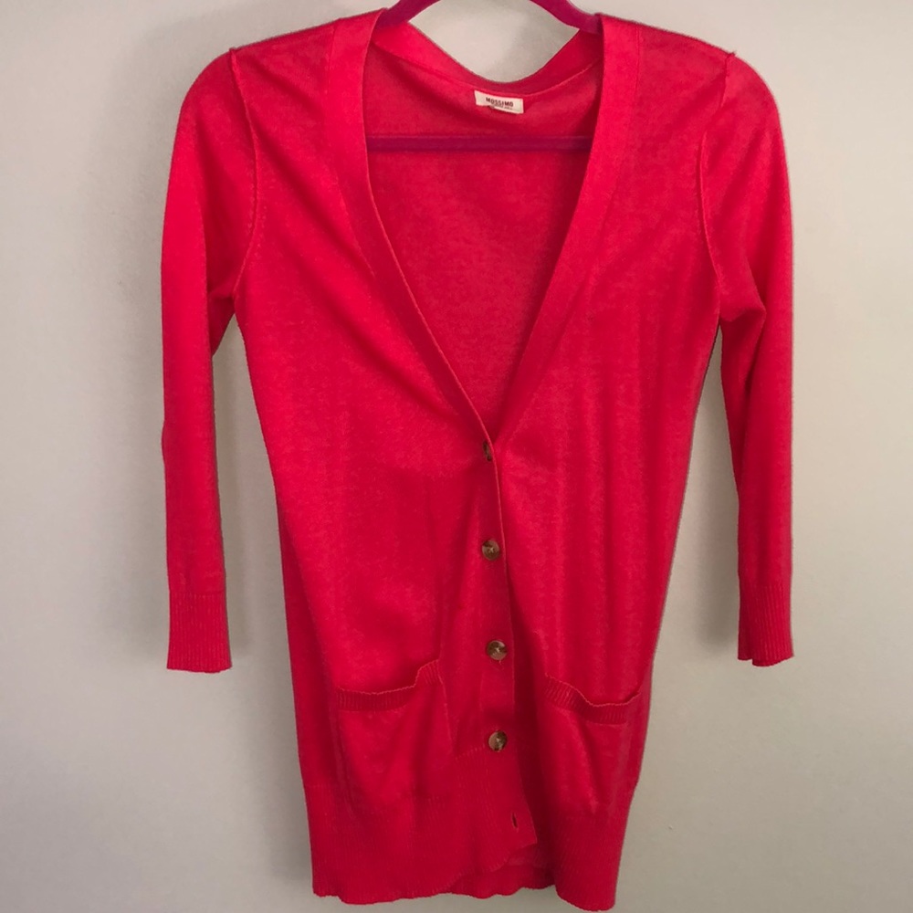 Pink 3/4 sleeve button down sweater